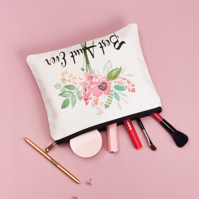 [Australia] - Best Aunt Ever Cosmetic Bag Aunt Gifts Auntie gifts from Niece for Christmas Birthday Retirement Aunt Travel Make Up Pouch 