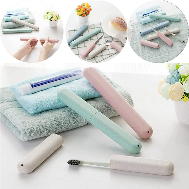 [Australia] - Lamondre 4Pcs Travel Toothbrush Case + 5Pcs Toothbrush Head Cover, Replacement Plastic Toothbrushes Holder Portable Toothbrush Storage Cover for Camping Business Trip Holiday 
