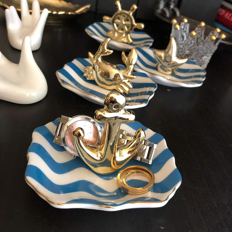 [Australia] - lemonadeus Ceramic Coastal Crab Jewelry Trays Ring Holder Rings Display 