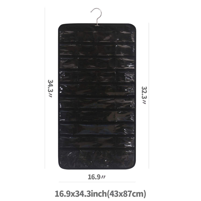 [Australia] - DIOMMELL 80 Pockets Hanging Jewelry Organizer for Women, Storage Bag for Earrings Necklace Bracelet Ring Accessory Display Holder Box Black 