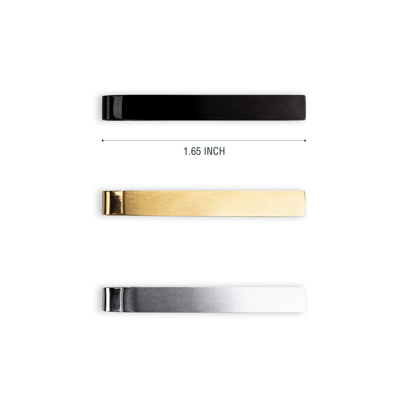 [Australia] - Wurkin Stiffs 3 pc Slim Tie Bar Clip Set - Silver, Black, Gold in Clear Storage case 