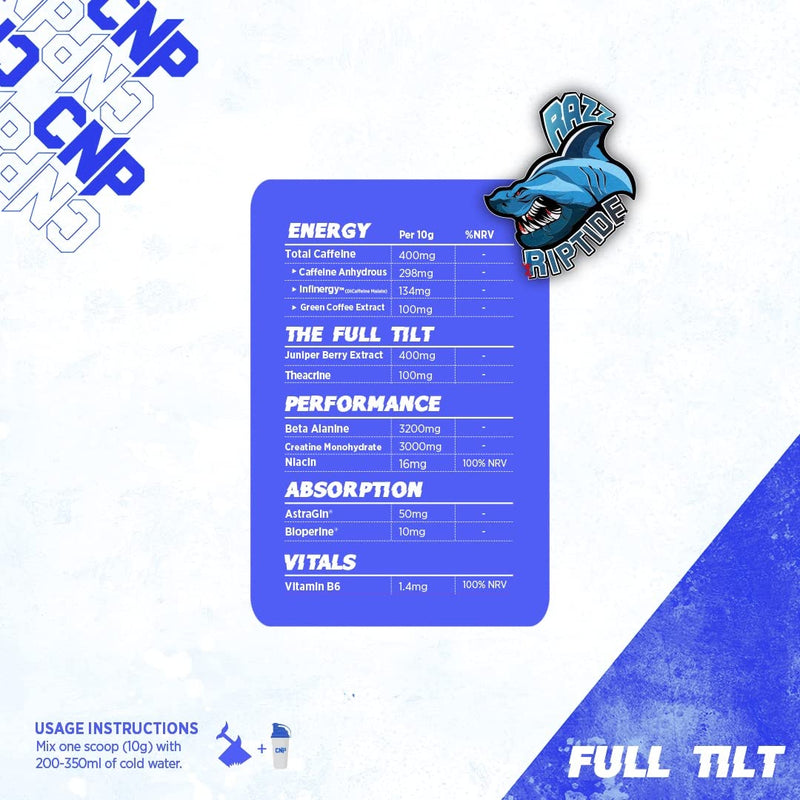 [Australia] - CNP Professional, Pro, Full Tilt Strong Pre-Workout EU Version, 30 Servings, Stimulant & Nootropic, Energy, Focus (Razz Riptide) Razz Riptide 