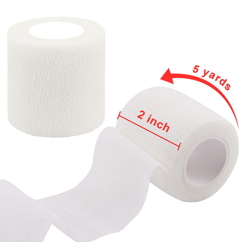 [Australia] - BQTQ 30 Rolls Self Adhesive Bandage Wrap White Adhesive Wrap 2 inch Self Adherent Wrap Stretch Bandages Self Stick Bandage Wrap Tape for Wrist Ankle Swelling Sprains (White) 