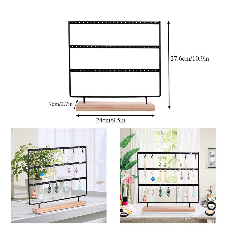 [Australia] - VERGILIUS Update 5 Hooks Earring Holder Organizer Jewelry Display Stands Earring Organizer Stand Jewelry Holder Organizer, Earring & Necklace Jewelry Towel Organizer Display Tree (Black-Not slotted 3Layer) … 69 Holes Black 