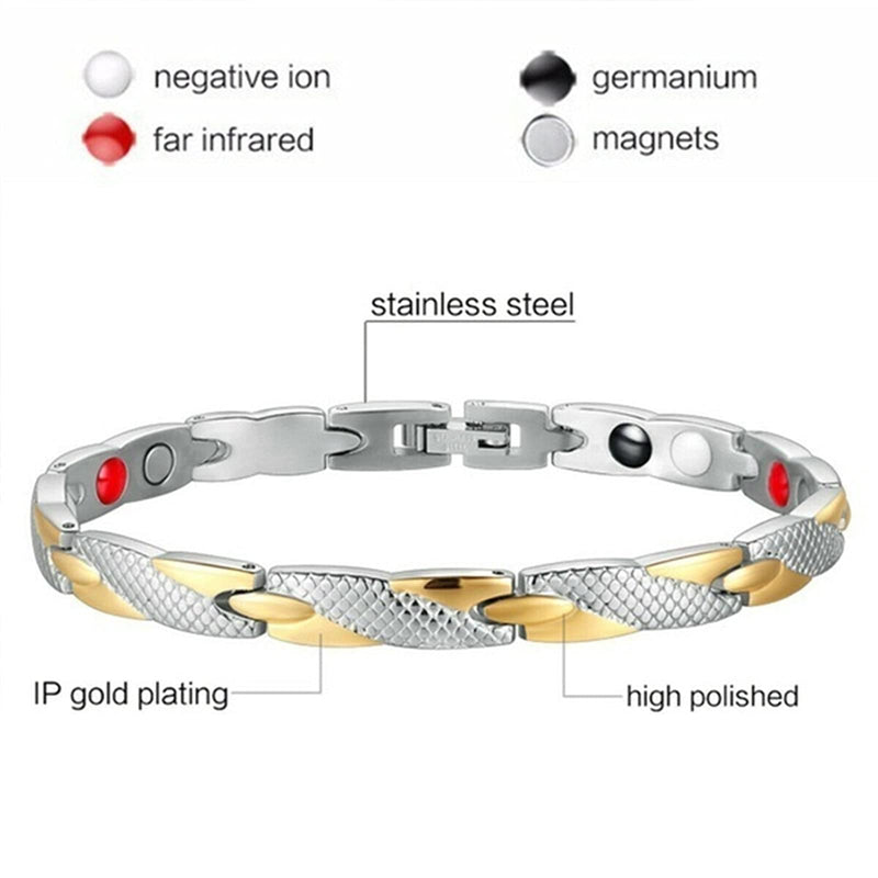 [Australia] - WDYY Elegant Magnetic Therapy Fit Plus Bracelet, Slimming Weight Loss Anti-fatigue Magnetic Bracelet for Men Women (Silver+gold) 