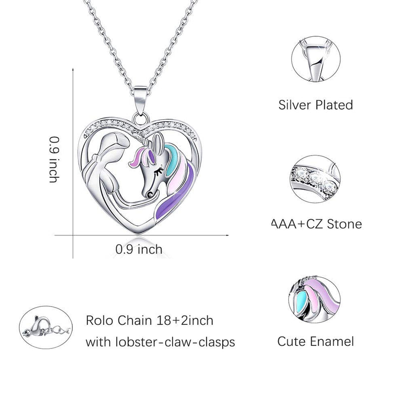 [Australia] - Silver Unicorn Necklace for Girls Hypoallergenic Rainbow Unicorn Necklace for Women Daughter Bithday Gift 