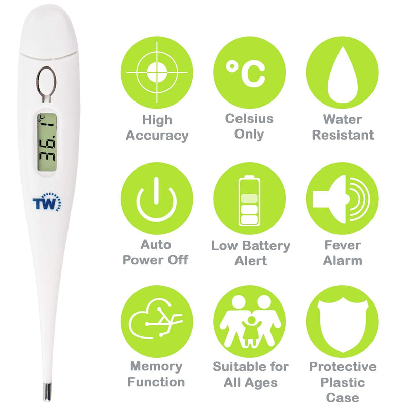 [Australia] - Temperature Thermometer for Adults Kids and Children - Fast and Accurate Medical Thermometer - Easy to Use Body and Oral Thermometer with Fever Alarm Child Thermometer 