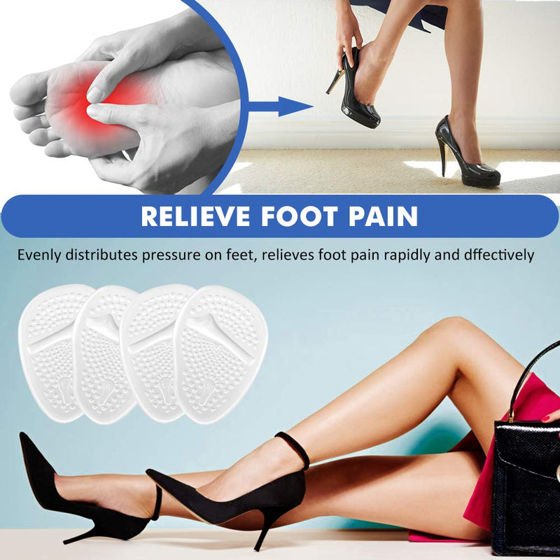 [Australia] - Ball of Foot Pads for High Heels, Self-Adhesive Forefoot Cushion, Anti-Slip Metatarsal Pads for Shoes, 4 PCS Gel Insoles Insert Women, One Size Fits All 