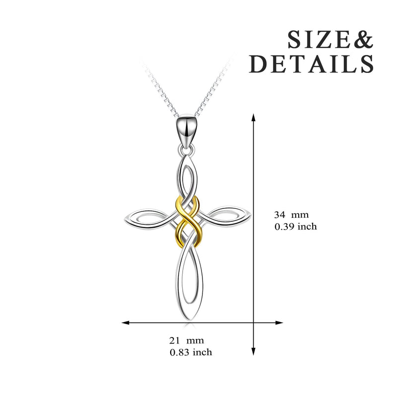 [Australia] - Celtic Knot Cross Necklace,Celtic Cross Dangle Earrings 925 Sterling Silver Polished Religious Infinity Love Irish Celtics jewelry for Women Girls B 24K Silver Celtic knot Cross Necklace 