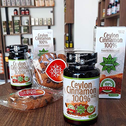 [Australia] - 100% Ceylon Cinnamon | 80 Capsules x 300 mg (40 Days Supply) | Premium Quality | Without Additives | High Absorption | Powerful Natural Antioxidant by Cvetita Herbal 