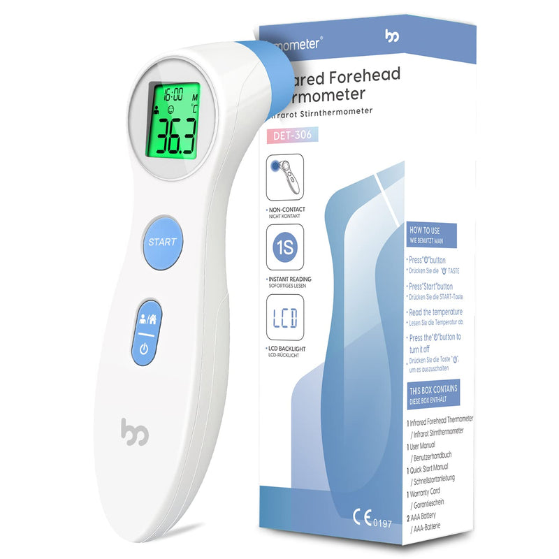 [Australia] - Femometer Forehead Thermometer for Adults Kids, Non Contact Infrared Thermometer, Digital Baby Thermometers Body Temperature Thermometer (White) White 