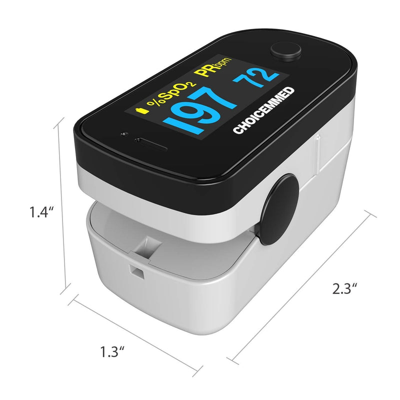 [Australia] - CHOICEMMED Black Dual Color OLED Finger Pulse Oximeter - Blood Oxygen Saturation Monitor with Color OLED Screen Display and Included Batteries - O2 Saturation Monitor 
