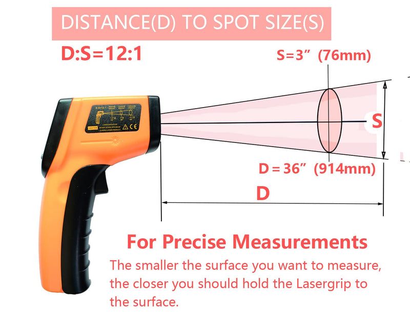 [Australia] - LIJUST Infrared Thermometer Temperature Gun, Digital Thermometer Non-Contact Laser Infrared Ir Thermometer Gun(Not for Human) -58℉～752℉(-50℃～400℃) - Kitchen Cooking Gun, Freezer Oven Thermometer 