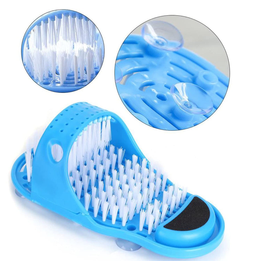 [Australia] - Foot Cleaner Scrubber for Shower Non-Slip Dead Skin Remover Bristle Slipper No Bending Foot Massager Stick With Suction Cups Prevents Dry & Callused Feet 