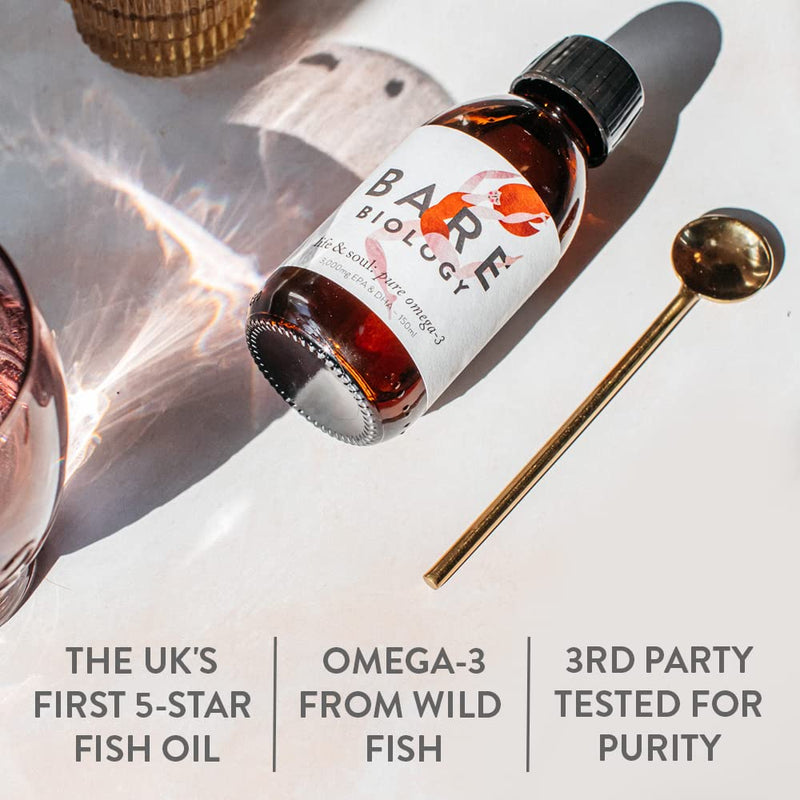 [Australia] - Bare Biology Life & Soul Pure Omega 3 Liquid - All Round Brilliance for Body, Mind & Soul - Suitable for Everyone - Super-Strength / Made from Sustainably Sourced Fish (150ml) 