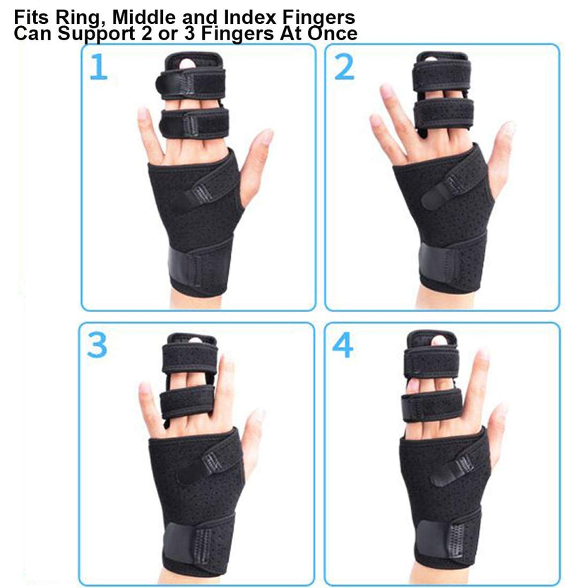 [Australia] - Footsihome Trigger Finger Splint (Left) for Two or Three Finger Support, Finger Brace Wist Immobilizer for Broken Joints, Sprains, Contractures, Arthritis, Tendonitis and Pain Relief Hand Left 
