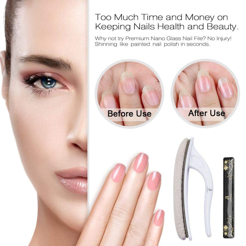 [Australia] - Premium Upgrade Nano Glass Nail File and Chamois Nail Buffers for Natural Nails and Acrylic Nails / All in One Step / beUakso Natural Nail Buffer and Shine Kit Chamoisbuffer Nailfile Mixed Kit 
