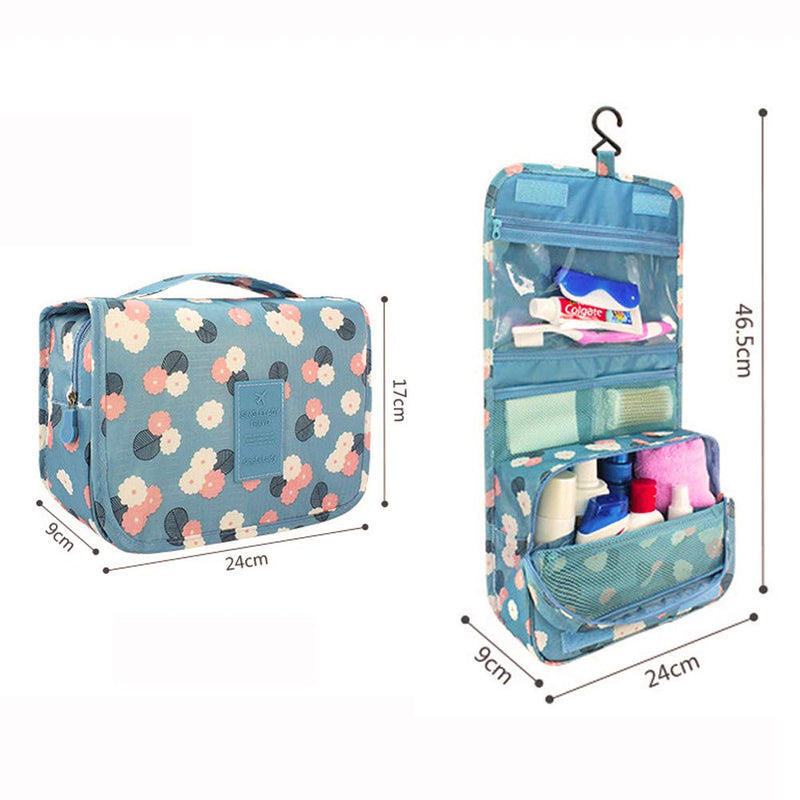 [Australia] - pengxiaomei Toiletry Bag, Waterproof Hanging Cosmetic Bag Travel Cosmetic Kit Handle Organizer Bag with Hook for Women Girls(Blue) 