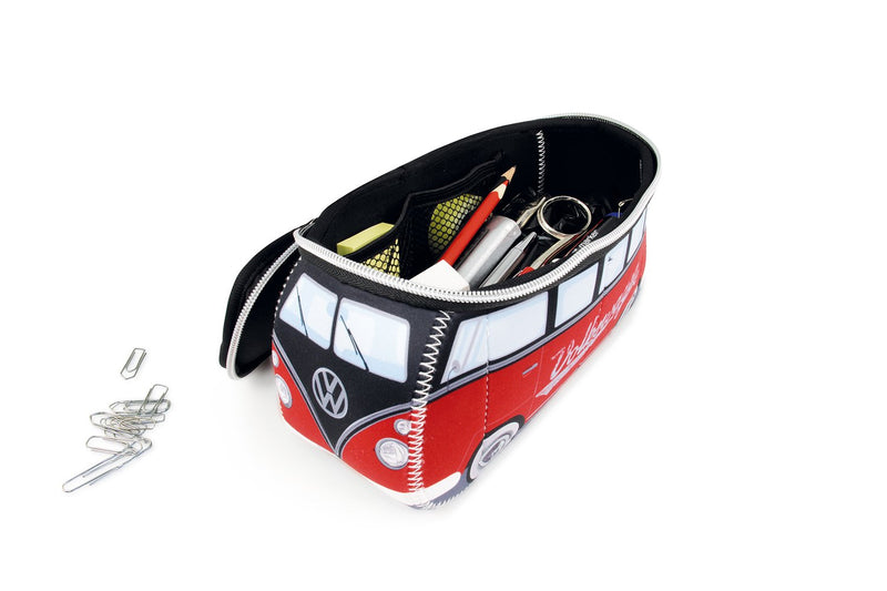 [Australia] - BRISA VW Collection - Volkswagen Samba Bus T1 Camper Van 3D Neoprene Small Universal Bag - Makeup, Travel, Cosmetic Bag (Neoprene/Red/Black) 