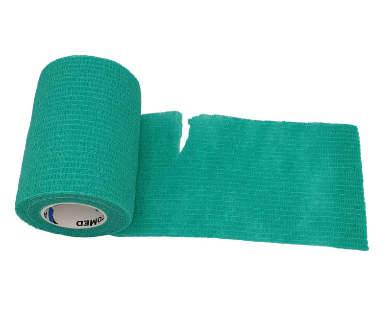 [Australia] - PintoMed - 10 x Green - Cohesive Bandage Stretched 10 Rolls x 10 cm x 4.5m Self-Adhesive Flexible Bandages, First Aid Sports Wrap Bandages - Pack of 10 