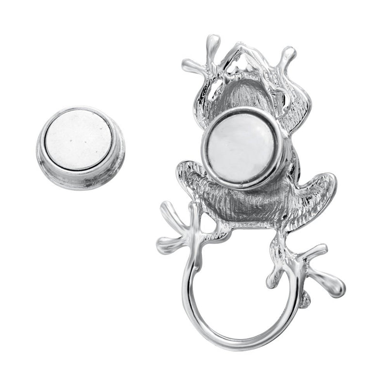 [Australia] - SENFAI 3 Colors Frog Magnetic Clip Holder Magnetic Eyeglass Holder Brooch Jewelry Grey rhodium-plated-base-metal 