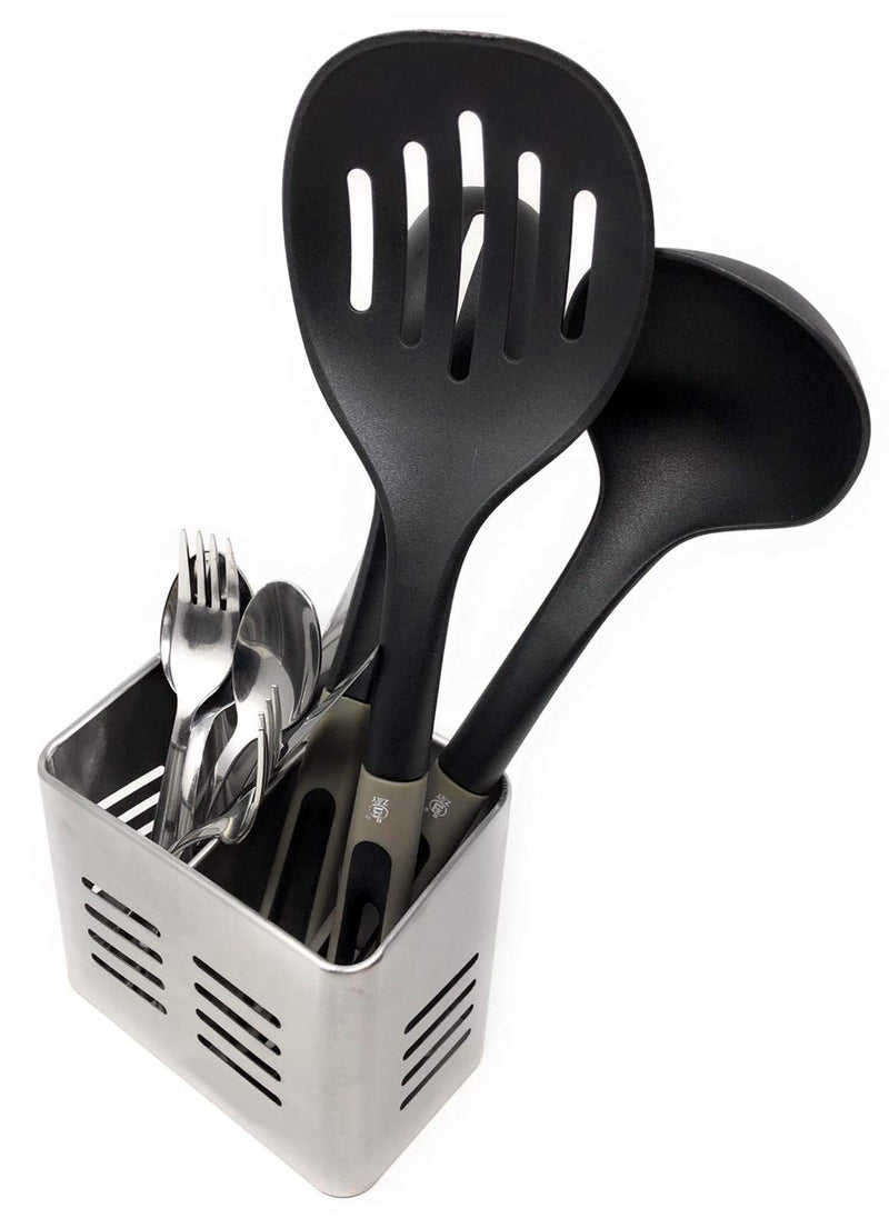 [Australia] - Space Home - Stainless Steel Cutlery Holder - Kitchen Utensil Holder - Cutlery Drainer - Pencil Holder - 16 x 9 cm Silver 