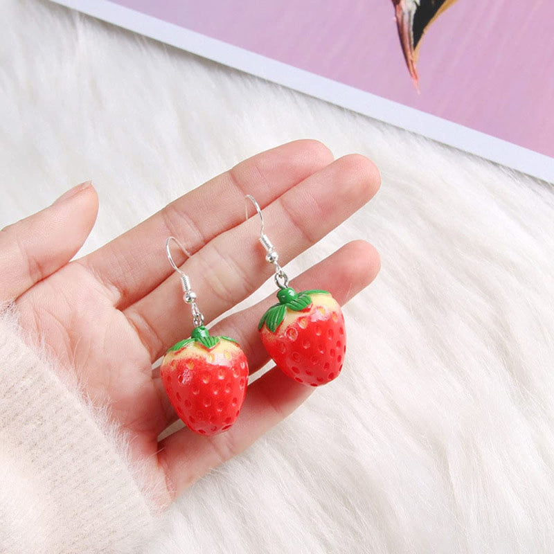 [Australia] - FUTIMELY 4 Pcs Strawberry Jewelry Set for Women Teen Girls Red Strawberry Necklace, Strawberry Earrings, Strawberry Ring, Strawberry Bracelet Cute Food Fruit Charm Jewelry Gift 