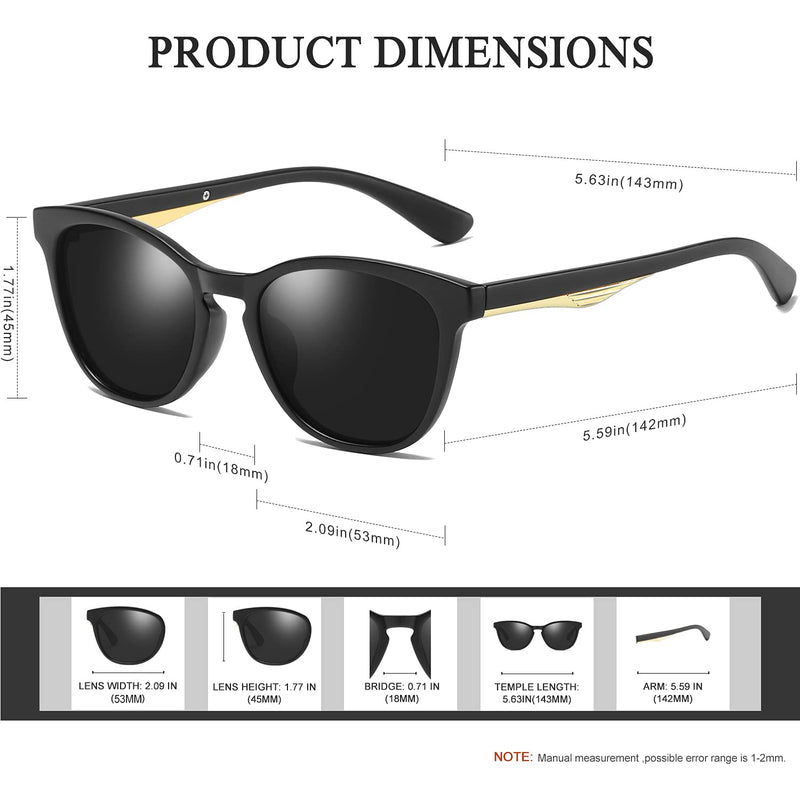 [Australia] - KANASTAL Round Vintage Polarised Sunglasses Women Men, Classic Retro Ladies Sunglasses UV Protection Matte Black 