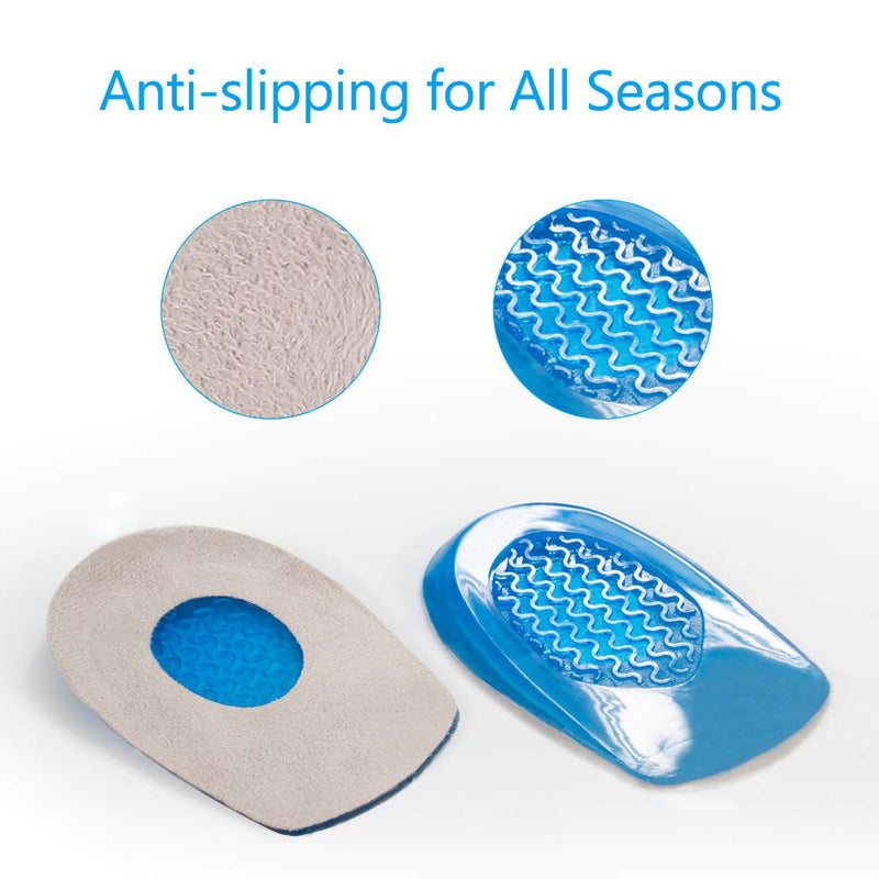 [Australia] - Gel Heel Cups, Silicone Heel Cup Pads for Plantar Fasciitis, Heel Spur and Achilles Pain, Anti-Slipping and Stress-Buffering 2 Pairs (S) 