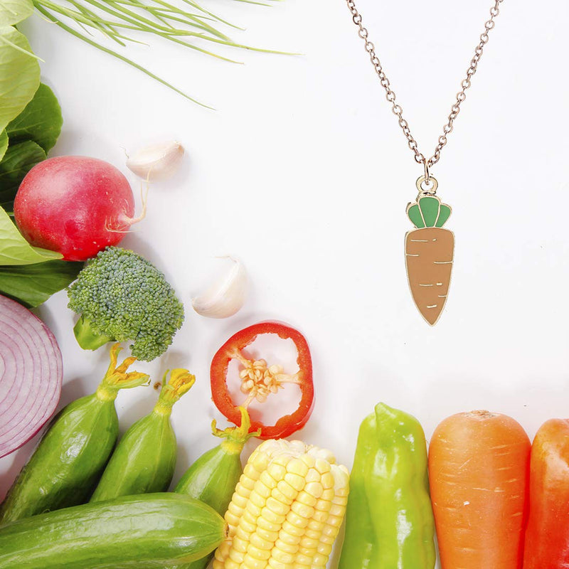 [Australia] - CHOORO Carrot Pendant Necklace Vegan Necklace Jewelry Vegetarian Gift Carrot Lover Gift Carrot Necklace 