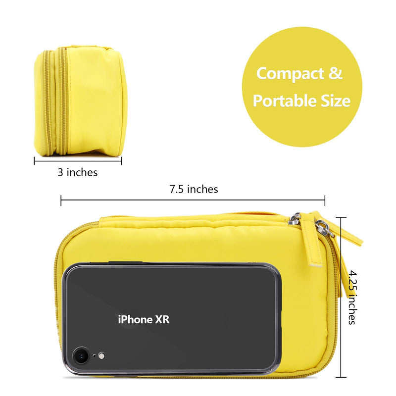 [Australia] - M-choice Mini Makeup bag Travel Small Cosmetic Bag Beauty Case with Adjustable Dividers Gift for Women (Yellow) Yellow 