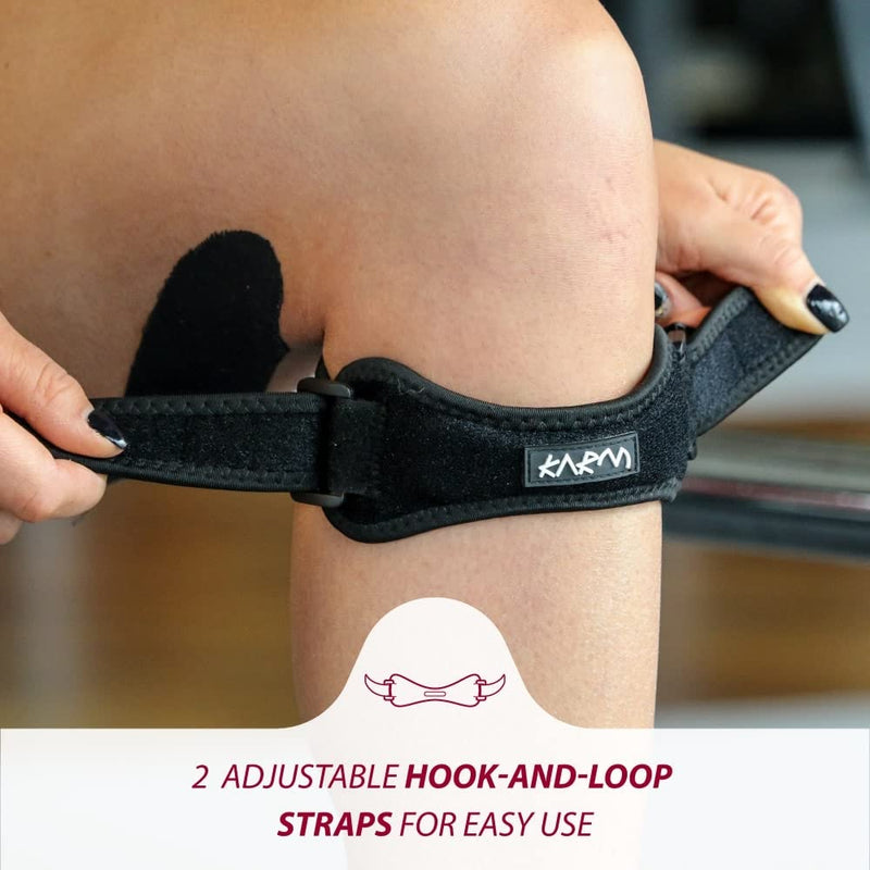 [Australia] - KARM Patella Knee Strap - Patella Tendon Knee Strap for Knee Support, Sports, Meniscus Tear, Patellar Tendonitis. Light Alternative for Knee Braces and Knee Sleeves Plus Size (2XL/3XL/4XL/5XL/6XL) Black (Pair) 
