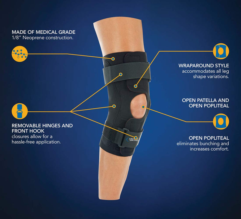 [Australia] - United Ortho - USA-35009 Wraparound Hinged Knee Brace, XXL, Black 