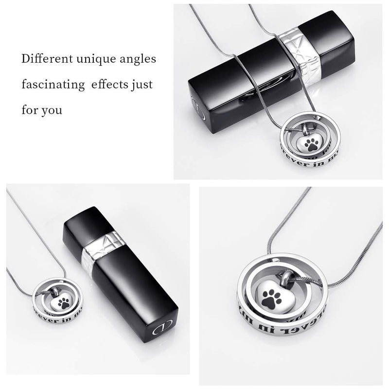 [Australia] - memorial jewelry Forever in My Heart,No Longer by My Side Cremation Pet Urn Necklace Screw Opens and Lock Ashes Pendant Jewelry for Dog Cat Steel-Paw 