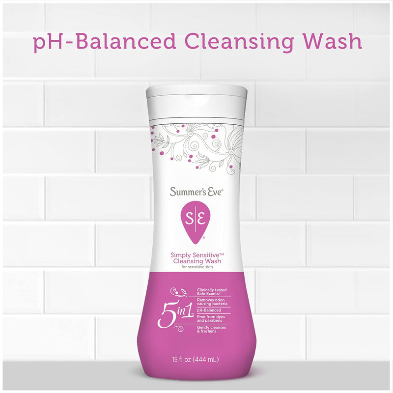 [Australia] - Summer's Eve Cleansing Wash, Simply Sensitive, pH-Balanced, Dermatologist & Gynecologist Tested, 15 Fl Oz 15 Fl Oz (Pack of 1) 