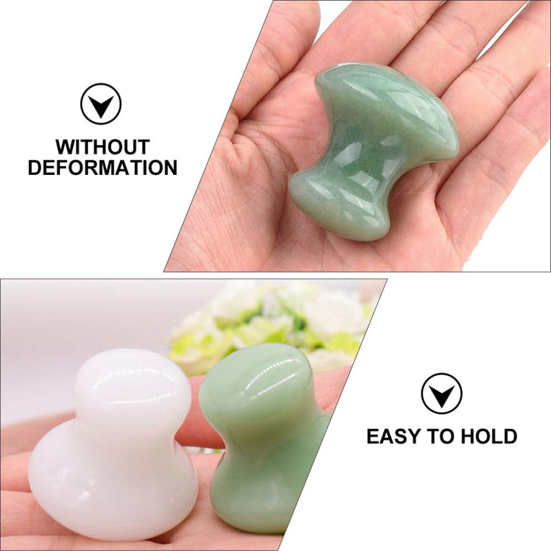 [Australia] - SOLUSTRE Scraping Massage Tool Jade Chakra Healing Relaxing Stone Mushroom Shape Guasha Facial Massager Good for Eye Face Neck Skin Body Beauty Spa (2Pcs, Green) 