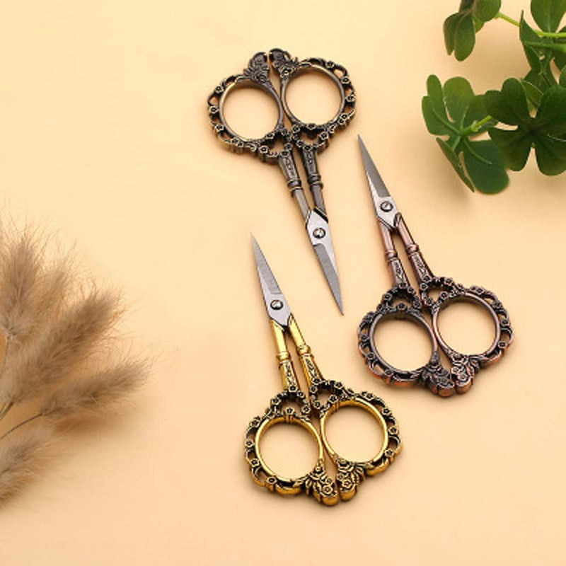 [Australia] - Professional Manicure Scissors, EBANKU Vintage Stainless Steel Cuticle Precision Beauty Grooming for Nail, Facial Hair, Eyebrow, Eyelash, Nose Hair (Gold) Gold 