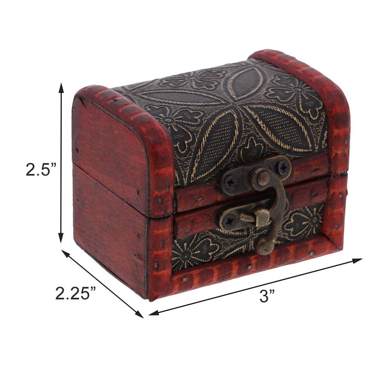 [Australia] - SandT Collection 3 Inch Wooden Keepsake Treasure Chest Trinket Box - Flower 