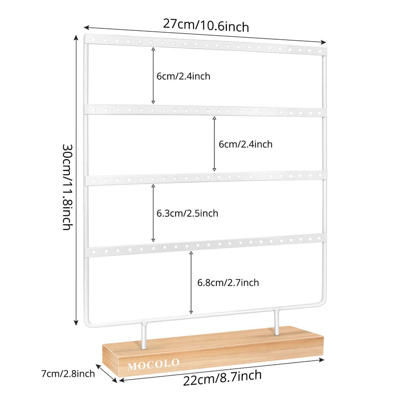 [Australia] - Earring Holder Stand, Earring Organizer Display Holder Stand for Hanging Earrings(88 Holes & 4 Layers) (White) White 