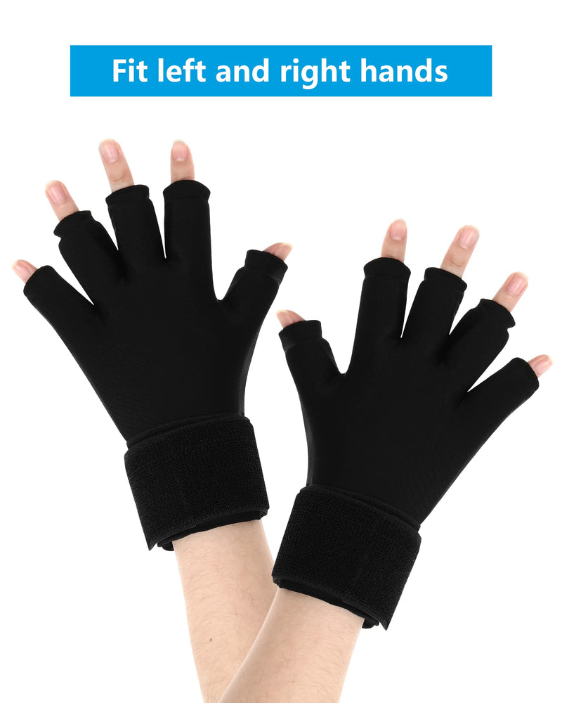 [Australia] - Luguiic Finger Arthritis Compression Ice Glove for Women and Men, Adjustable Wrist Strap Hand Wrist Ice Pack Pain Relief for Arthritis, Carpal Tunnel, Tendinitis Cold&Heat Therapy S Pack of ONE 