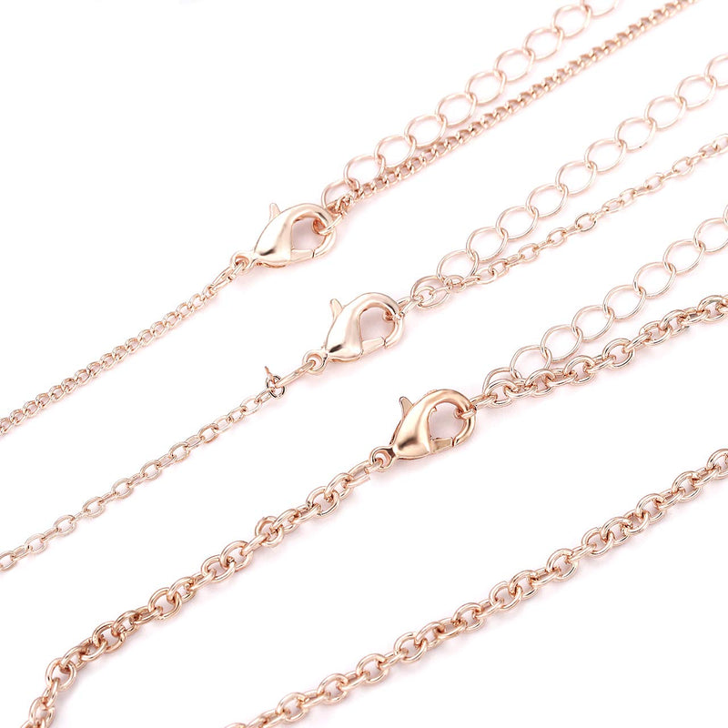 [Australia] - NVENF 9PCS Anklets for Women Layered Chain Ankle Bracelets Set Bohemia Heart Sequin Charm Anklets Adjustable Summer Beach Foot Jewelry Rose Gold 9pcs 