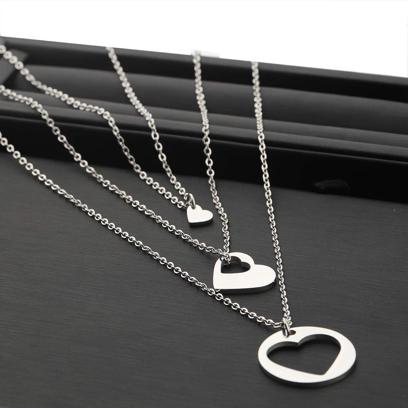 [Australia] - ENSIANTH Generations Necklace Set Heart Cutout Necklace for Grandmother Mother Daughter 