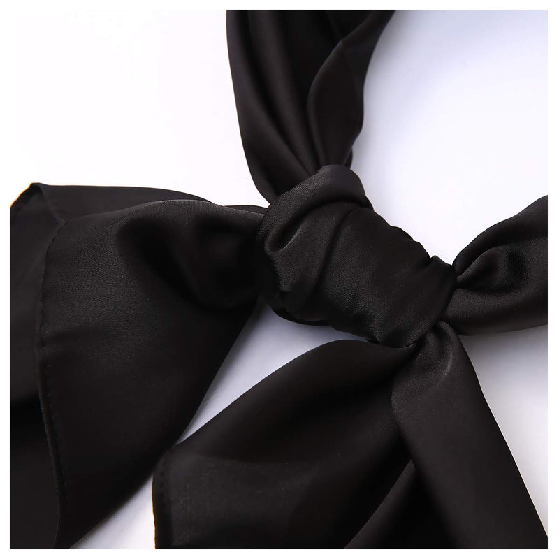 [Australia] - AOLIGE Scarf Satin Square Neck hair scarfs for Women 27" x 27" Black 