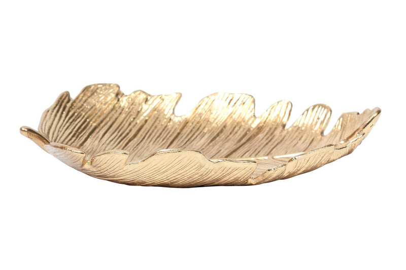 [Australia] - SHANA Metal Jewelry Dish, Small Golden Leaf Shaped Ring Holder, Earrings Storage Box, Hair Pin Tray, Trinket Dish Vanity Tray for Dresser Christmas Birthday Wedding Gifts (Elm leaf) Elm leaf 