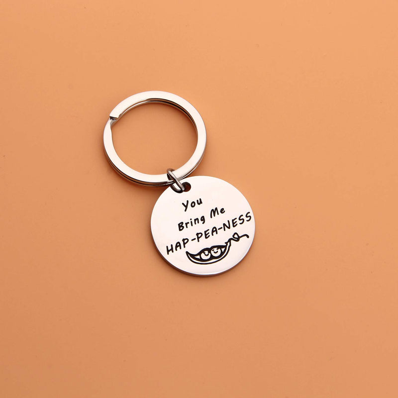 [Australia] - PLITI Couple Keychain Two Peas in A Pod Jewelry Pea Pod Keyring You Bring Me Happeaness Wedding for Couple You Bring Me Happeaness Key 