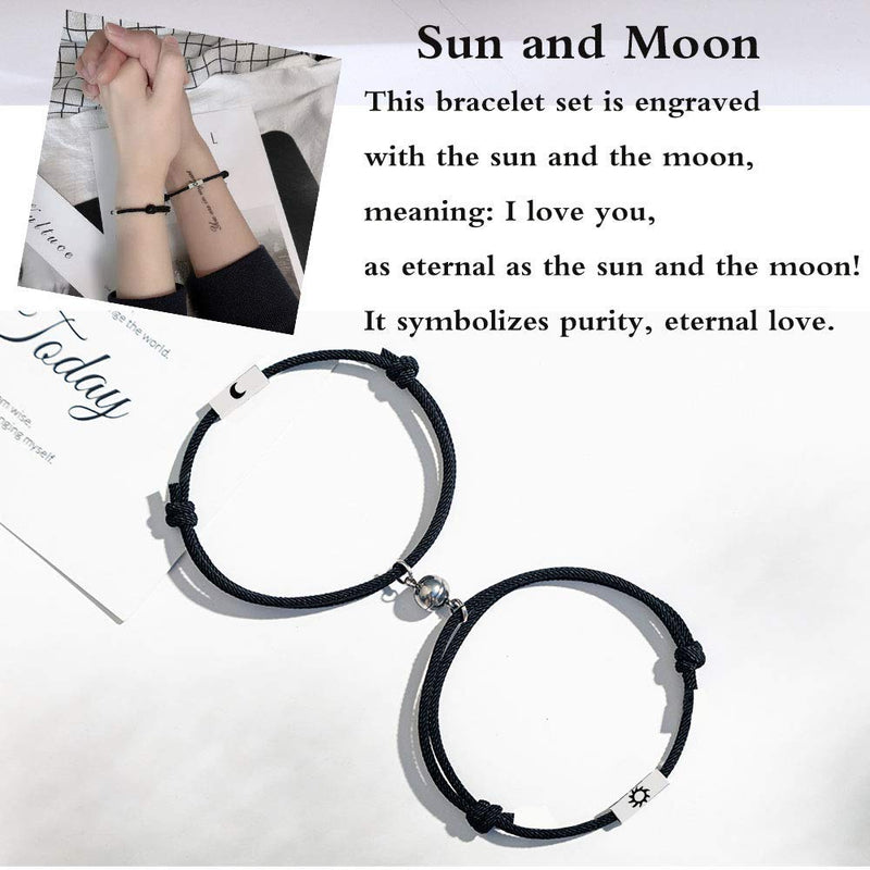 [Australia] - BUUFAN 2PCS Couple Promise Rings Set Sun and Moon High Polish Opening Rings for Lovers Best Friends 4pcs black bracelets and rings 