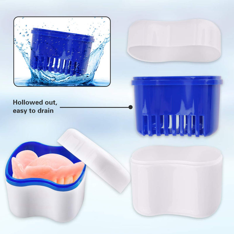 [Australia] - 2 Denture Bath Case and 2 Denture Cleaner Brushes Retainer Denture Box, Tophoniex Dentures Container with Basket Denture Holder for Travel Retainer Cleaning 