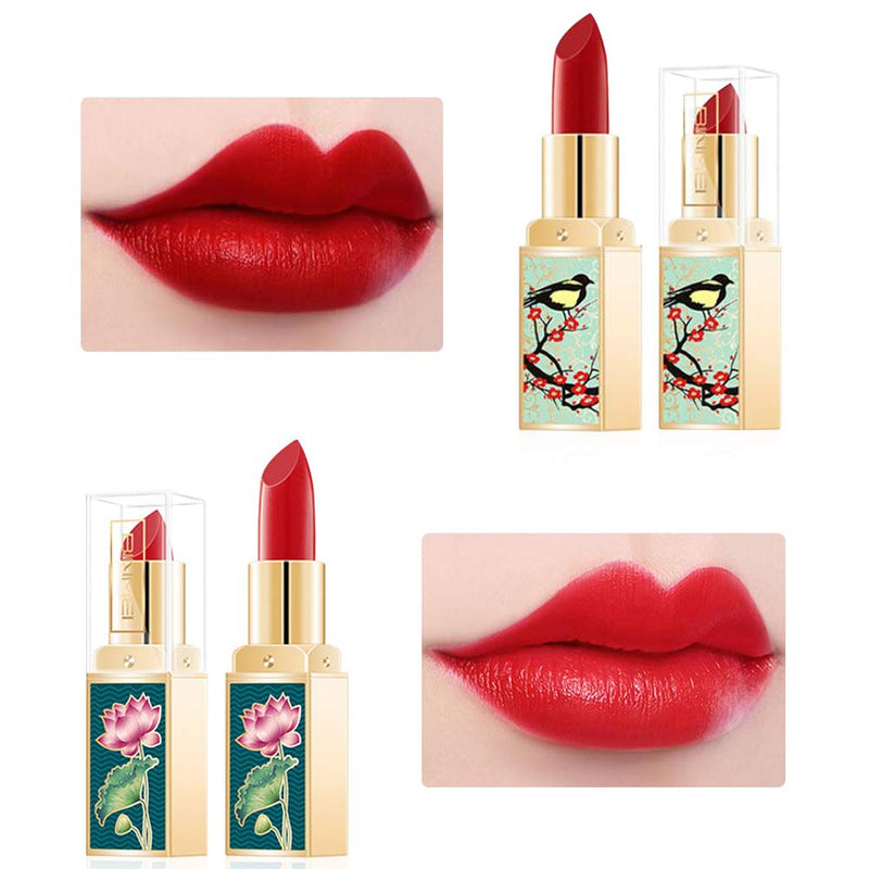 [Australia] - Ownest 6 Colors China style Matte Lipstick Set, Long Lasting Moisturizing Non-Marking, Waterproof Non-Stick Cup Palace Style Rouge Lipstick A 