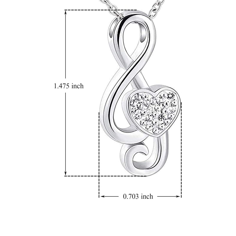[Australia] - Cremation Jewelry for Ashes Music Note Stainless Steel Keepsake Pendant Holder Ashes for Pet Human Memorial Urn Necklace for Women Men Silver-1 