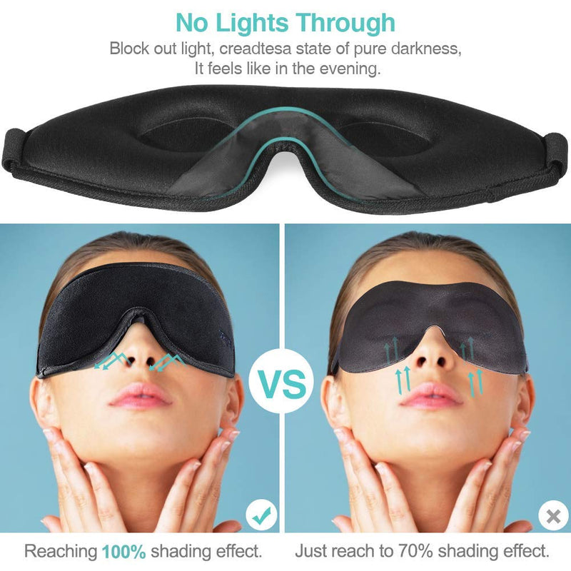 [Australia] - onaEz Sleep Mask for Women & Men, 3D Comfort Ultra Soft Premium Eye Mask for Sleeping, Block Out Light 100% Eye Shade Cover, Adjustable Strap Silk Foam Eye Mask Blindfold, Travel/Naps/Yoga/Plane/Night Black 